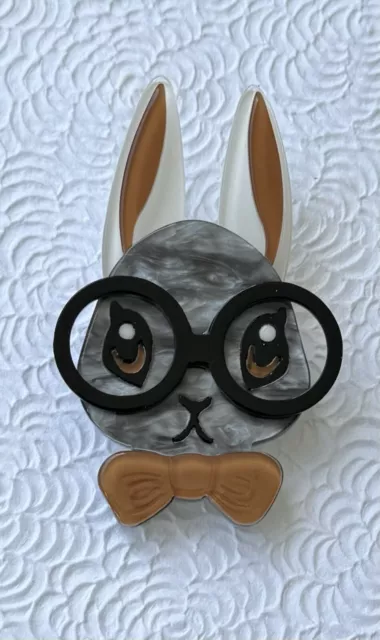 Bunny vintage style acrylic brooch pin