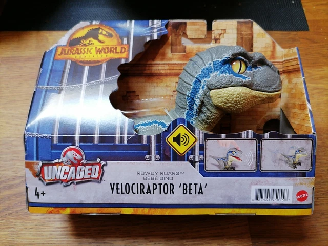 Juguetes Mattel Jurassic World Mega Rugir Dinosaurio Velociraptor Azul con Sonido y Tendones de