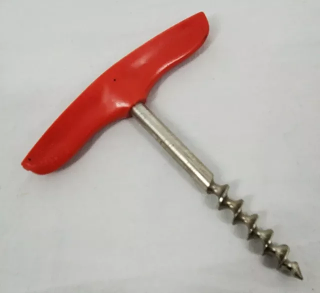 VINTAGE “Beefeater Gin" Novelty Red Plastic Handle Corkscrew Man Cave Bar Ware
