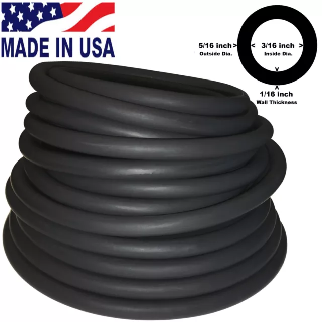 30 feet CONTINUOUS 5/16"(8mm)OD 3/16"(5mm)ID Latex Rubber Tubing BLACK  (604B)