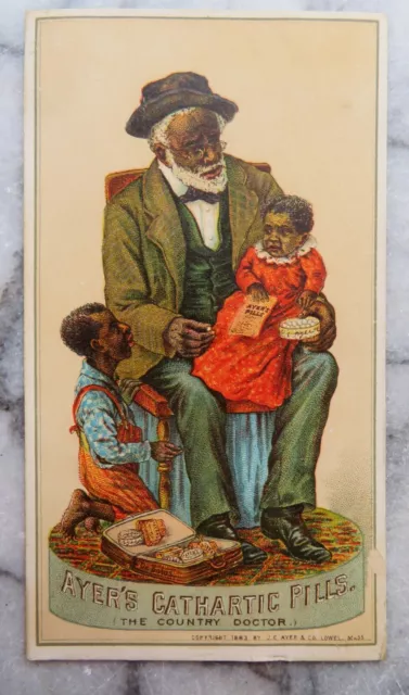 Original Ayer's Pills Trade Card "The Country Doctor" - Black Americana