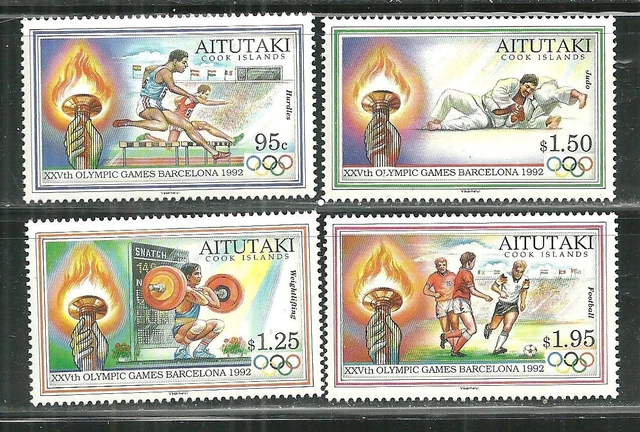 Aitutaki 460-63 Mnh 92 Summer Olympics Barcelonascv 13.00