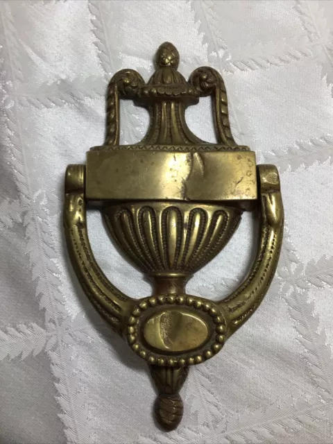 Heavy Brass Vintage Urn Door Knocker 7.5” X 4”