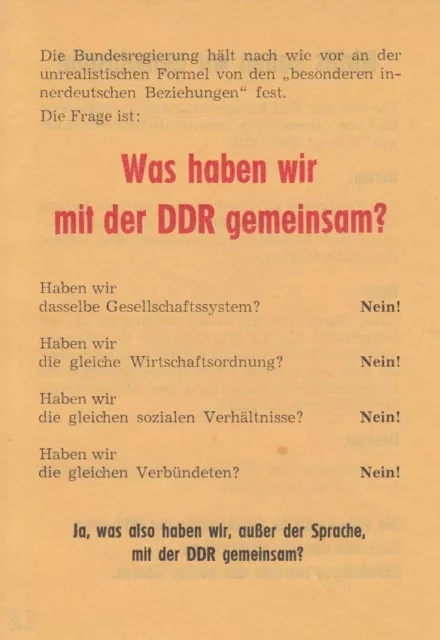 Was haben wir mit der DDR gemeinsam? - DDR (SED) Flugblatt für BRD 1971