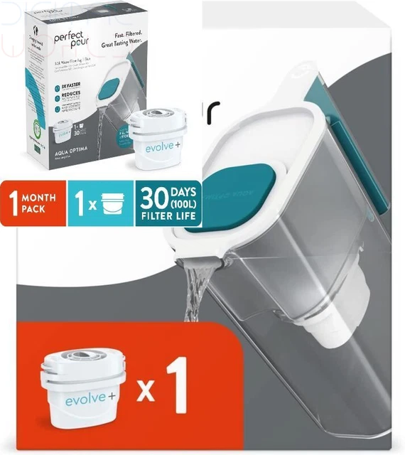 Jarra de filtro de agua Aqua Optima PP1003 Perfect Verter y 1 x 30 días Evolve + filtro...
