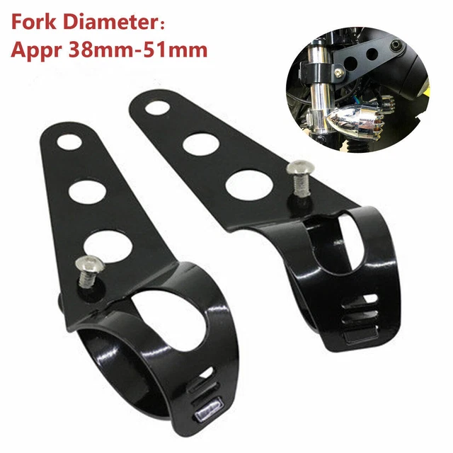 Pair Motorcycle Motorbike Steel Headlight Mount Bracket For 38-51mm Fork Tubes