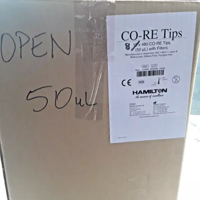 HAMILTON™  CO-RE Tips #235948, 480 TIPS (50 uL) W/FILTERS - 8 PK -  SEALED - NEW