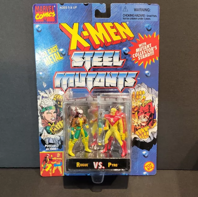 X-Men Steel Mutants Die Cast Metal Rogue vs. Pyro Poseable Figures ToyBiz 1994