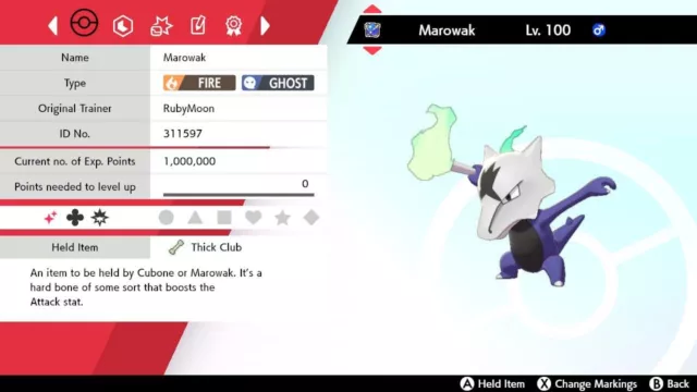 Pokemon Sword and Shield Shiny Alolan Marowak 6IV-EV Trained