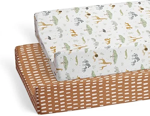 Sorrel + Fern Changing Pad Cover 2-Pack Safari Adventures - Premium Fitted Sh...