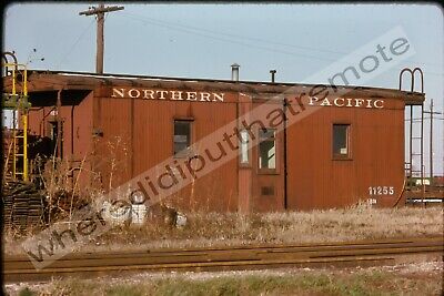 Original Slide Burlington Northern BN 11255 Ex-NP Caboose Eola ILL 11-1974