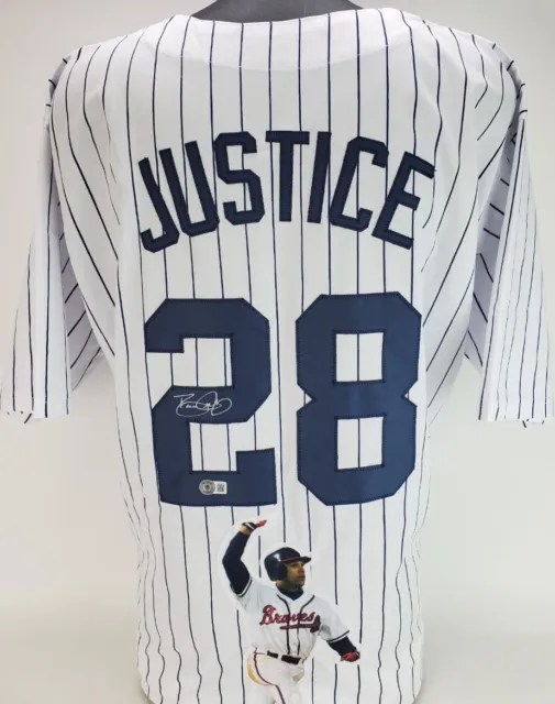 David Justice signed Custom New York Yankees Jersey (BECKETT COA)