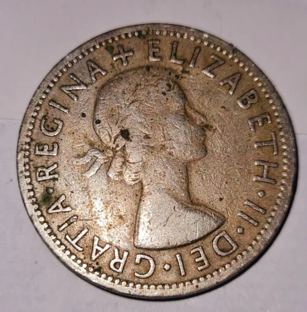 Coin - Two Shilling From 1956 - Gratia regina + Elizabeth II - Approx. 11 Gr S36