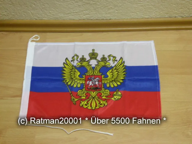 Fahne Flagge Russland mit Wappen Bootsfahne Tischwimpel Biker - 30 x 45 cm