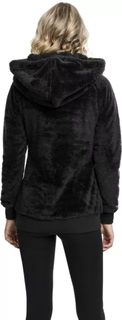 Urban Classics Damen Hoodie Ladies Long Teddy Hoody Black