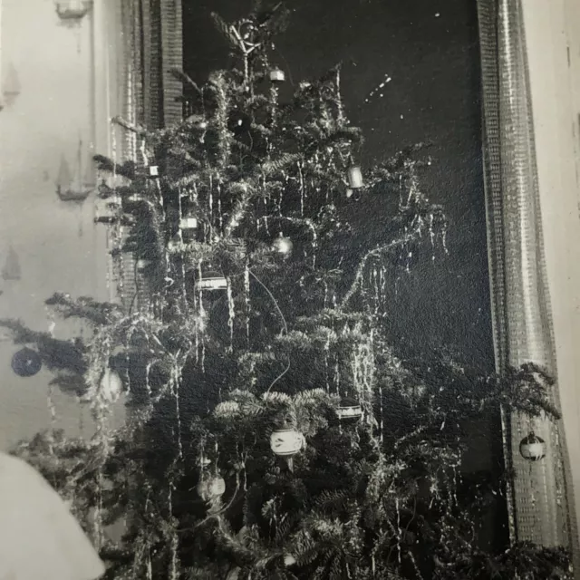 Vintage Christmas Tree Mercury Glass Ornaments Photograph 1937 Photo Snapshot