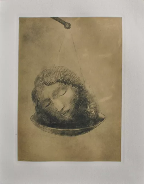 Odilon Redon : Saint Jean Baptiste,Grabado Firmada, 1950 , Papel Pergamino
