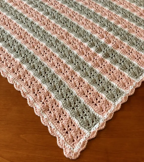 Handmade Crochet Baby Blanket Pink Afghan Baby Shower Gift
