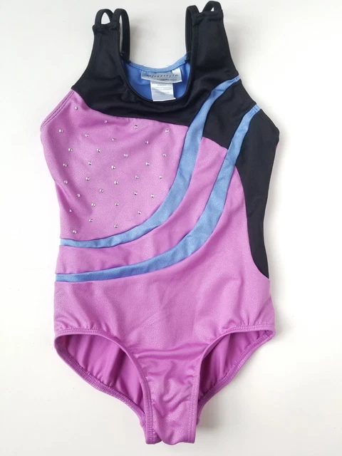 Freestyle by Danskin Girls Gymnastic Leotard Purple Blue Black Size 6 / 6X