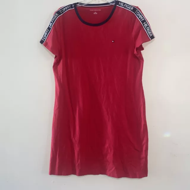 Tommy Hilfiger Womens T-Shirt Logo Dress Red Tshirt Dress Size Large