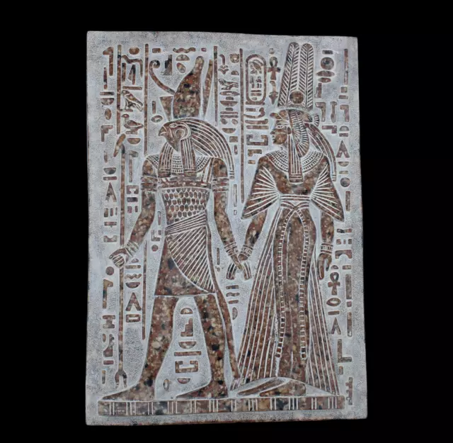 RARE ANCIENT EGYPTIAN ANTIQUE HORUS Led Queen Nefertiti in Temple Stella Stela