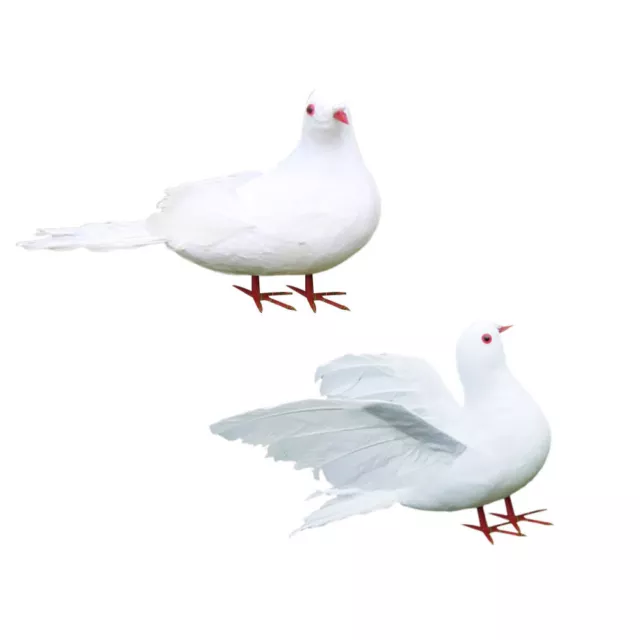 2 Artificial Dove Birds Foam White Pigeons DIY Wedding Party Decor-FY