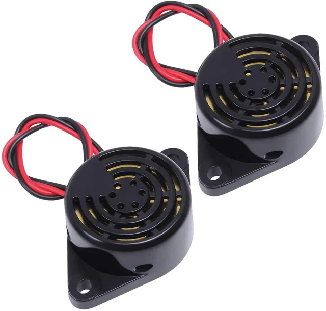 2 PCS Piezo Buzzer, Icstation Buzzer Alarm 12V Electronic Beep Buzzer 100Db Piez