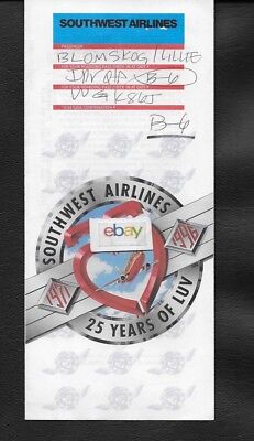 Southwest Airlines Ticket Jacket/Folder 25Th Anniversary Of Luv 1971-1996