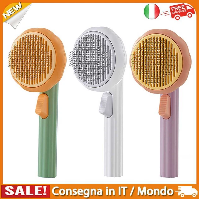 IT Pumpkin Pet Self Cleaning Slicker Brush Dog Cat Loose Tangled Hair Remove Com