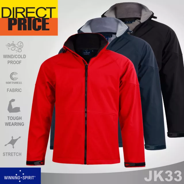 Mens Softshell Hood Jacket Uniform Outdoor Winter Water Repellent Casual JK33