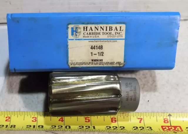 New HANNIBAL HSS Carbide Tip Shell Reamer 1-1/2" Dia X 3" OAL X 3/4" ID X 8 F