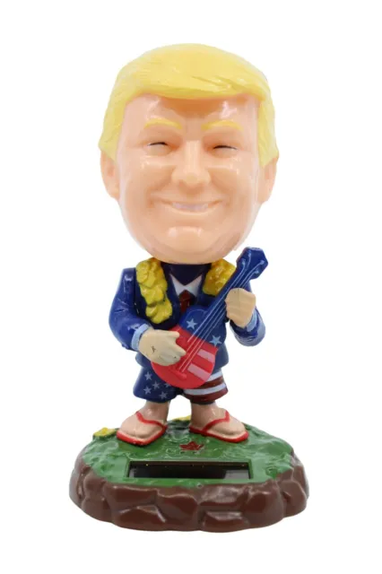 Donald Trump Hawaiian Solar Doll Bobblehead - Solar Powered, Dashboard Decor