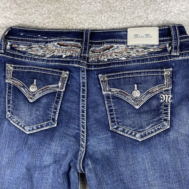 Jeans Miss Me Skinny Bleu Moyen - Taille 26x30 - Brodé Ailes D'ange - Neuf Sans étiquette