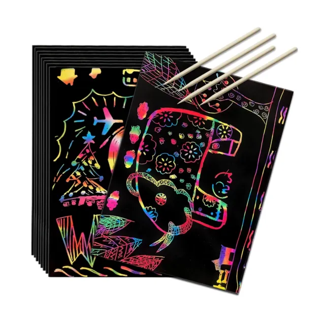 7.5*10.3 In Scratch Rainbow Art Paper Set-50pcs Magic Scratch Off