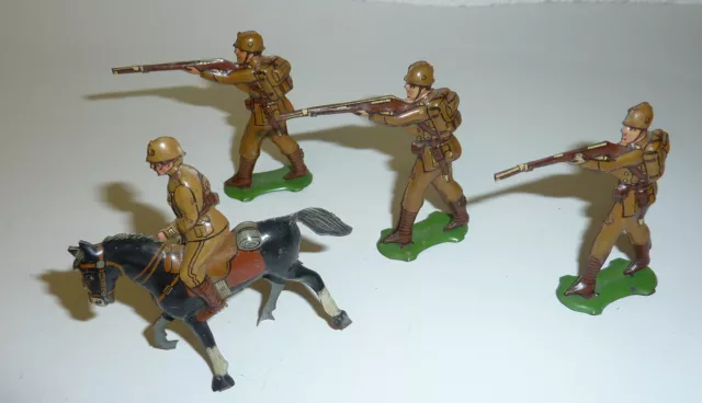 4 US Soldaten Blechspielzeug um 1950 USA Germany Militärspielzeug