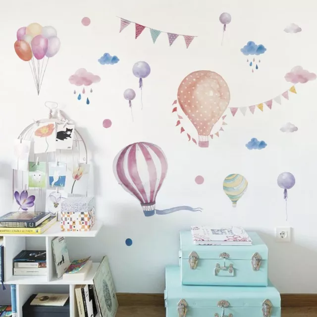 Cartoon Heißluftballon Wolken Vinyl Wand Aufkleber Kinder Baby Kinderzimmer Deko
