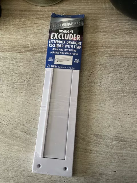 White Letterbox Draught Excluder With Flap