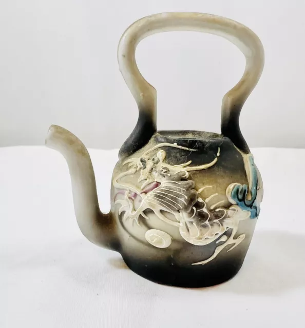 Vintage GNCO Dragonware Teapot Pacific Japan Black Raised Hand Painted