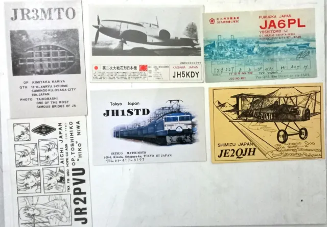 Lotto 6 Cartoline Radioamatori Giappone Japan 1977 1987 1988 