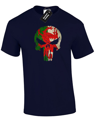 Wales Skull Flag Mens T Shirt Tee Welsh Rugby Football Fan Gift Present Idea