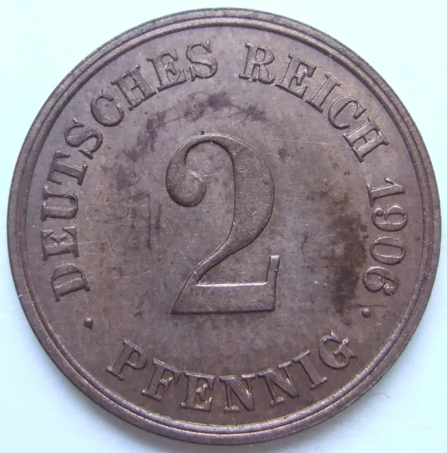 Moneta Reich Tedesco Impero Tedesco 2 Pfennig 1906 E IN Uncirculated