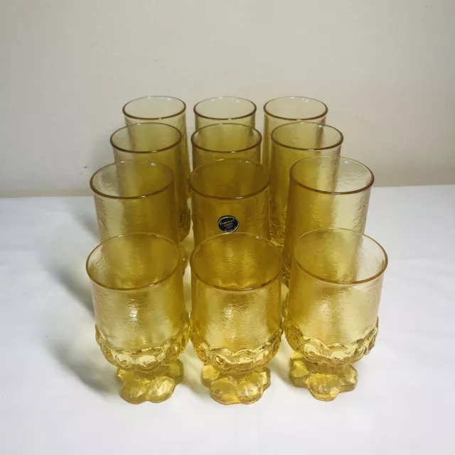 12 Vintage Cornsilk Yellow Glass Goblets Stemmed Footed Tiffin Franciscan Madeir