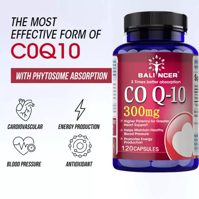 Co Enzyme Q10 300mg 120 High Strength Capsules Antioxidant Aging Energy