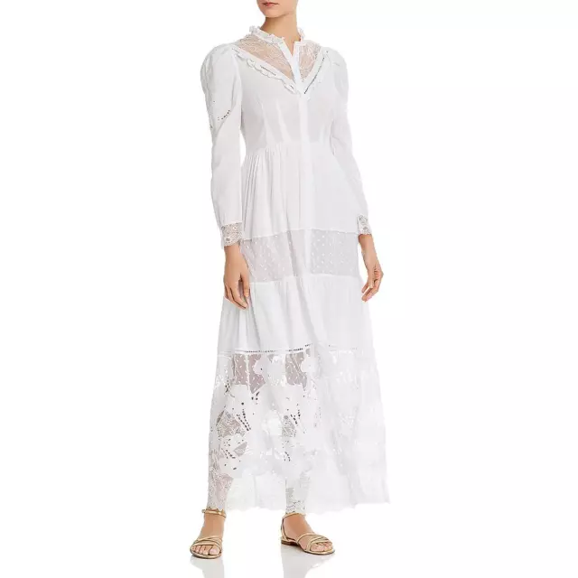 French Connection Womens Adeona White Lace Long Shirtdress 8 BHFO 3748