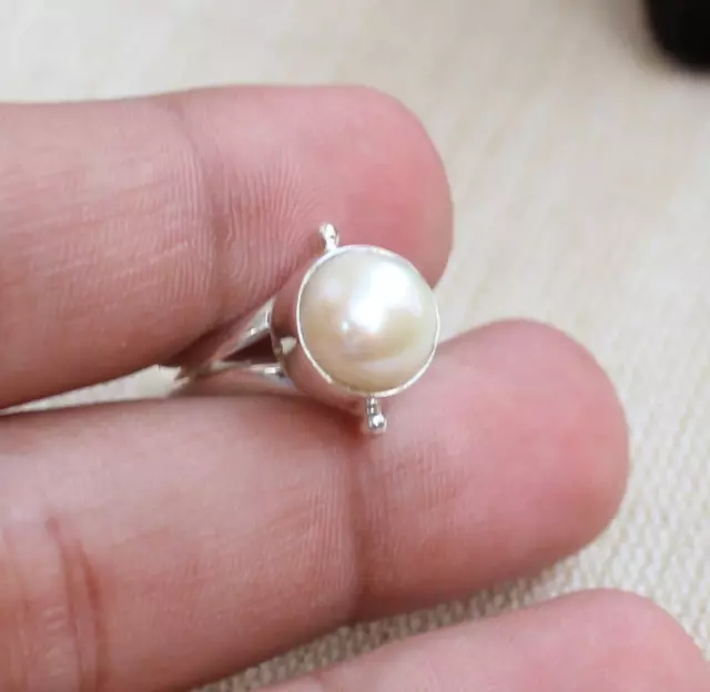 Pearl Gemstone Handmade Solid 925 Sterling Silver Stylish Ring All Size SR1203 2