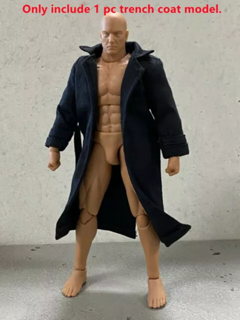 E5-8-1 1/12 Scale Coat Black Fabric Wired Trench Coat Model for 6"Marvel Figure