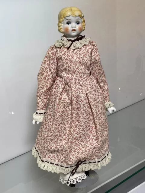 Antique Carnival China Head Doll Cloth Body Porcelain Limbs 14 in Vintage - MINT