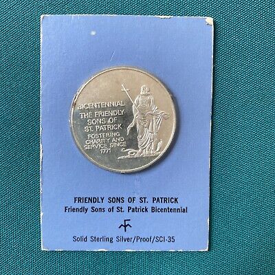Vintage Friendly Sons Of St. Patrick Bicentennial Sterling Silver Franklin Mint