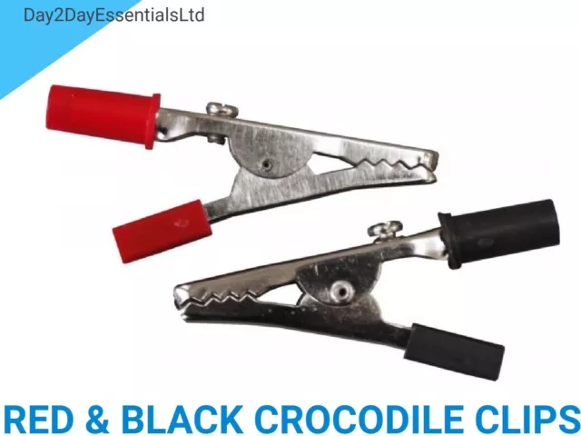 Crocodile Clips 5A Insulated Red & Black Alligator Clamps Electrical Battery