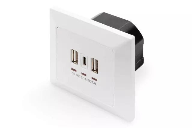 DIGITUS Flush-Mounted USB Charging Device - 2x USB-A to 2.8A / 1x USB-C to 2.8A